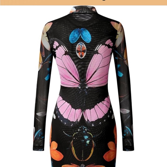 JW PEI Dresses & Skirts - JW PEI Multicolor Insect Print Long Sleeve Dress